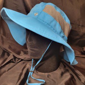Columbia Western Cowboy Hat Men's OS Blue Flat Brim Drawstring 100% Nylon